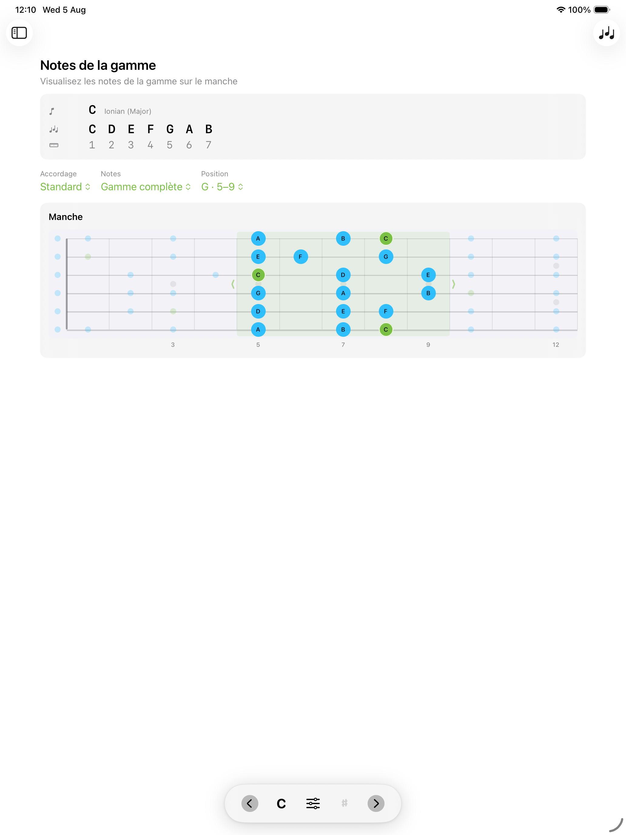 Modes Guitar iOS sur iPad
